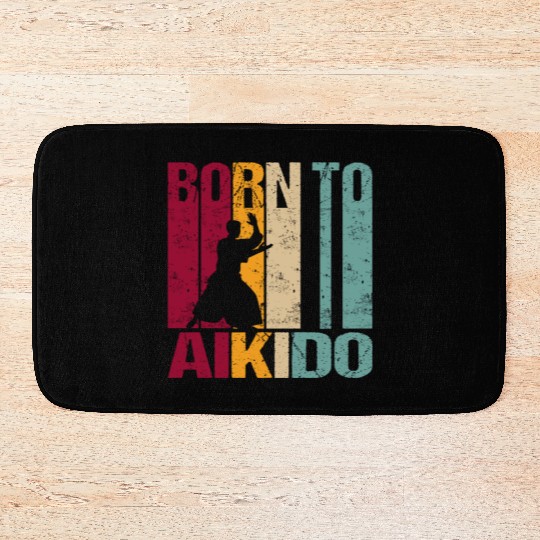 Japanese Aikido Fighter Born to Training Baby Gift Bath Mats