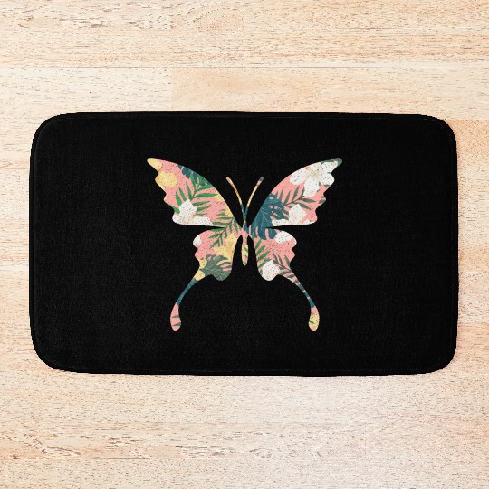 Butterfly Girl Who Loves Butterflies Cute Flower Bath Mats