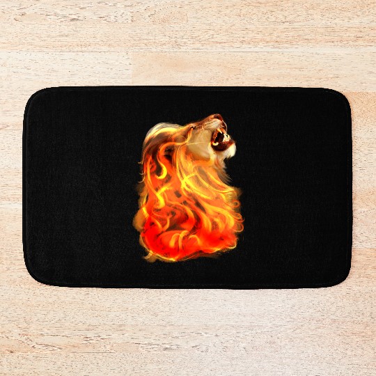 Fire Lion King Of Beasts Big Cat Animal Gift Bath Mats