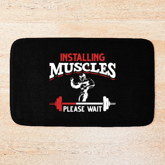 Funny Fitness Gym workout and Weightlifter Bath Mats