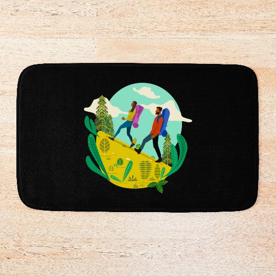 Black People Hiking Bath Mats