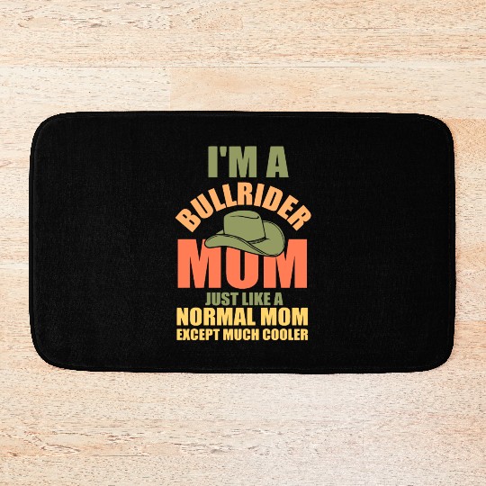 bull riding rodeo mom mother cowboy western Bath Mats