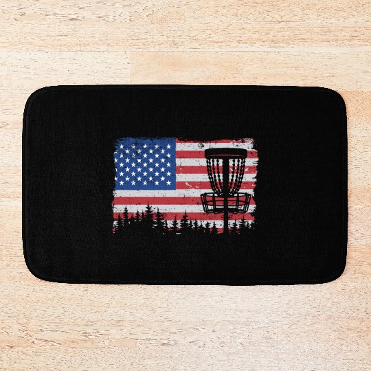 American Flag Disc Golf 4th Of July Vintage Funny Bath Mats
