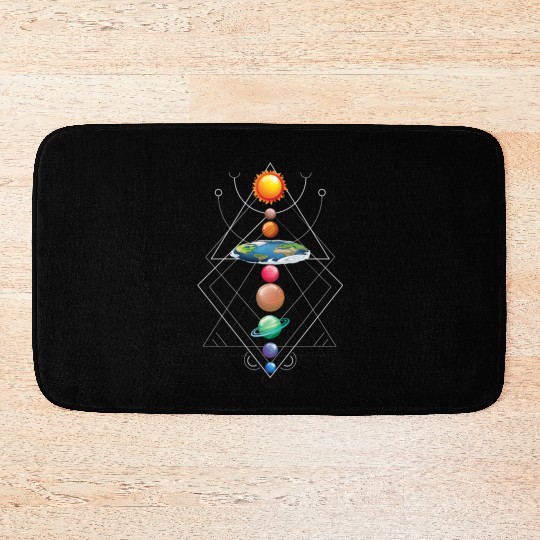 Solar System Flat Earth I Love My Planet Space Bath Mats