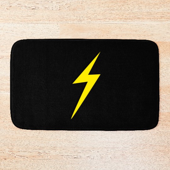 double Lightning Bolt Yellow And Black Bath Mats