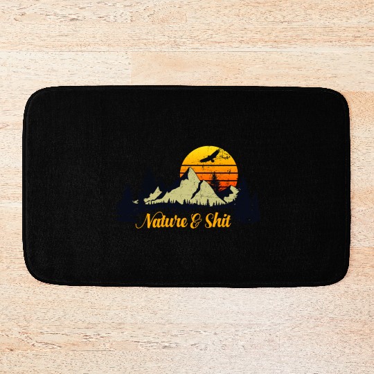 Nature And Shit Camping Mountain Retro Sunset Bath Mats