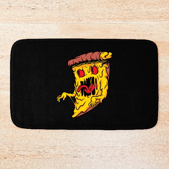 Scary Pizza Pizza scary horror cool graphic design Bath Mats