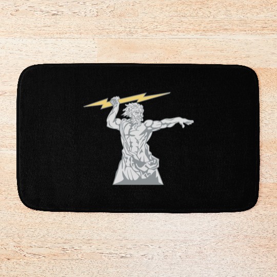 Greek mythology Zeus lightning bolt silhouette Bath Mats