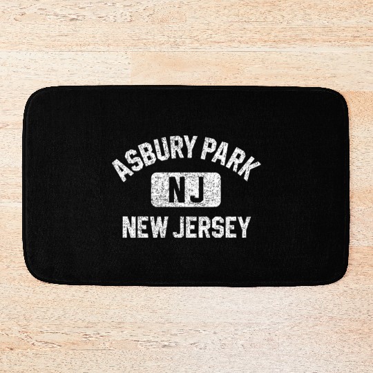 Asbury Park Nj New Jersey Gym Style Distressed Whi Bath Mats