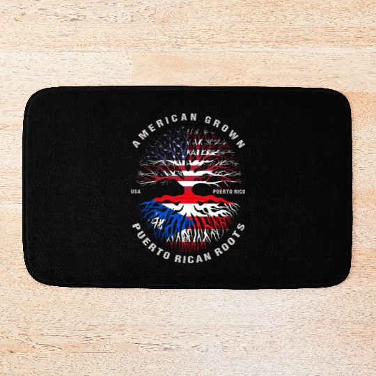 American Grown Puerto Rican Roots Puerto Rico Flag Bath Mats