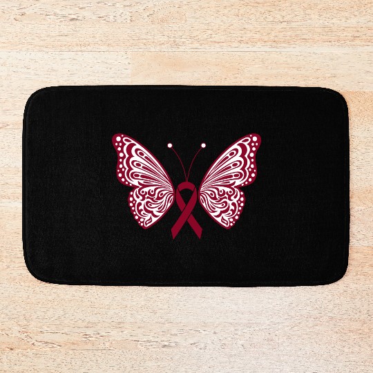 Multiple Myeloma Burgundy Ribbon Butterfly Wings Bath Mats