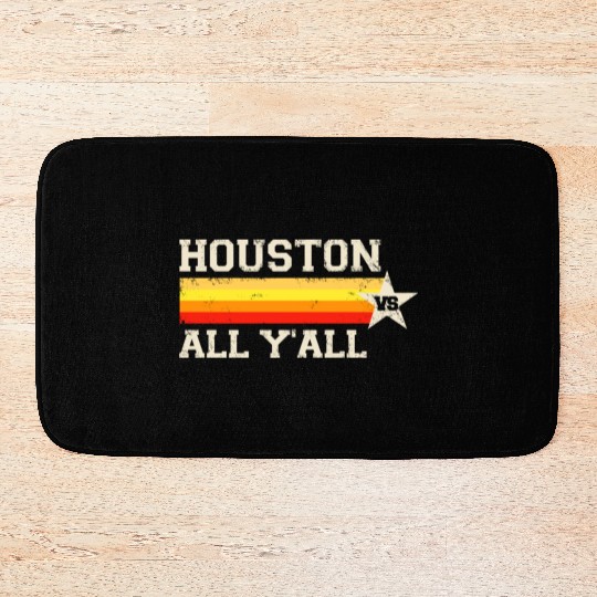 Houston vs All Y'all Vintage Stripe Texas Baseball Bath Mats