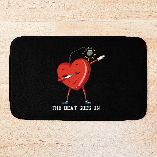 The Beat Goes On Dabbing Heart With Pacemaker Reci Bath Mats
