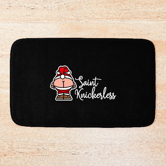 St. Knickerless funny Santa Claus Christmas puns Bath Mats