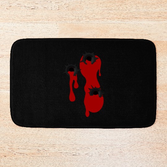 Heart Shot Bullet Hole Gamer Halloween Gangster Bath Mats