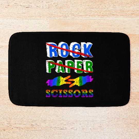 Rock Paper Scissors Lesbian Couple LGBTQ Pride Mon Bath Mats