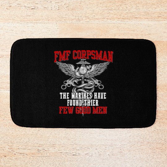 FMF Devil US Navy Corpsman DOC Badass Army Veteran Bath Mats