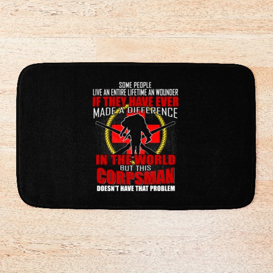 Devil US Navy Corpsman DOC Badass Army Veteran Bath Mats