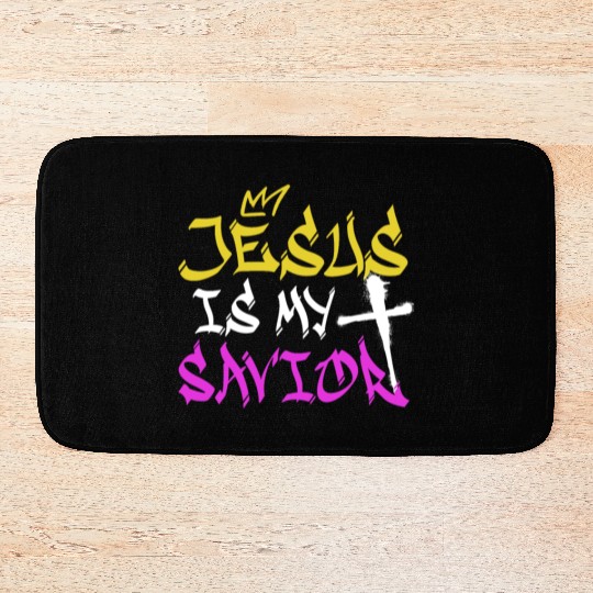 Jesus Is My Savior Graffiti Street Art Drawing Bath Mats