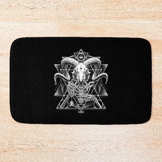 Skeletal Demonic Baphomet Bath Mats