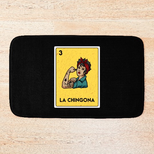 La Chingona Mexican Lottery Bingo Game Card Player Bath Mats