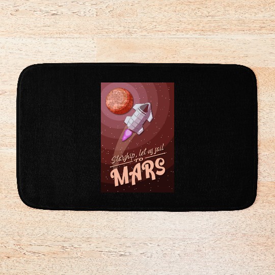 Starship, let is sail to Mars - Poster Bath Mats