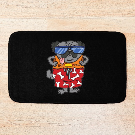 Hot Dog Pug Lover Summer Beach Bath Mats