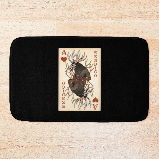 Wendigo Playing Card - Ace of Hearts Cryptid Art Bath Mats