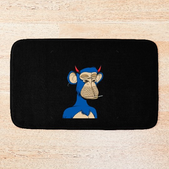 Blue bored monkey Bath Mats