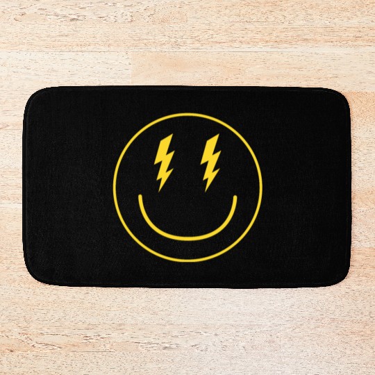 Lightning Smiley Face Emoticon Happy Face Smileyhi Bath Mats