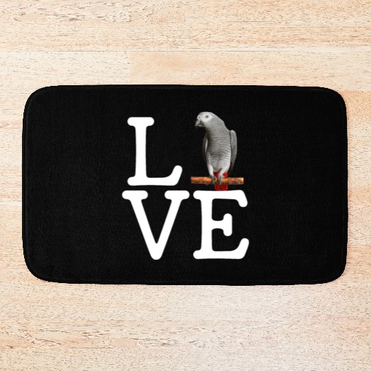 i love my grey parrot, african grey parrot Bath Mats