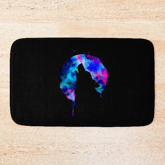 Howling wolf full moon wolves galaxy stars sky Bath Mats