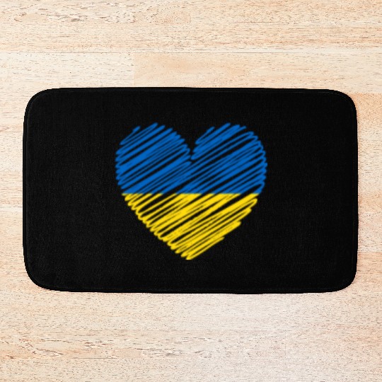 I Stand With Ukraine Ukrainian Heart Flag Bath Mats