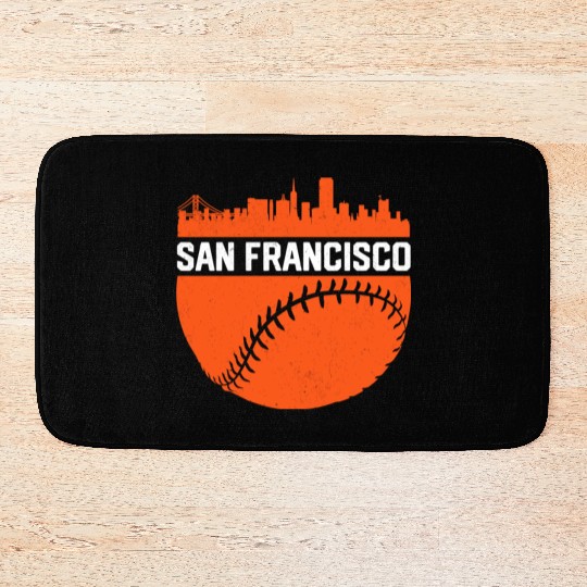 Vintage Downtown San Francisco Cali Skyline Baseba Bath Mats