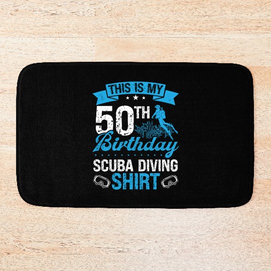 50th Birthday Scuba Diving Diver 50 Year Old Bath Mats