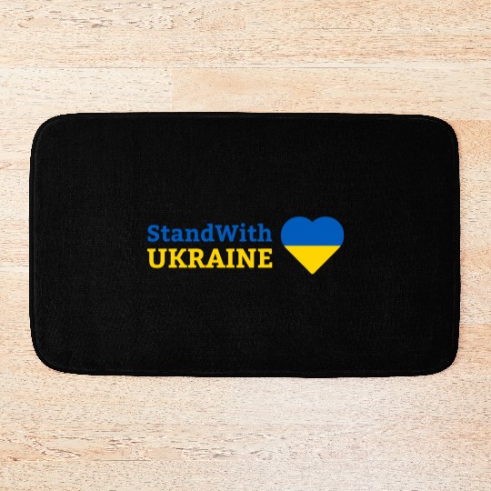 Stand with Ukraine with Heart Support & Solidarity Bath Mats