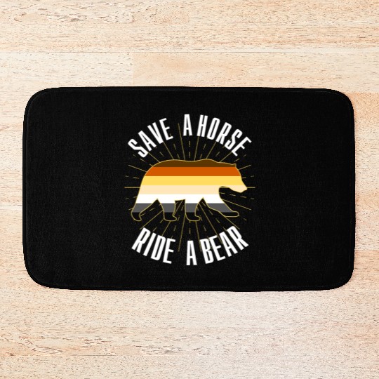 Save A Horse Ride A Bear Gay Bear Brotherhood Bath Mats