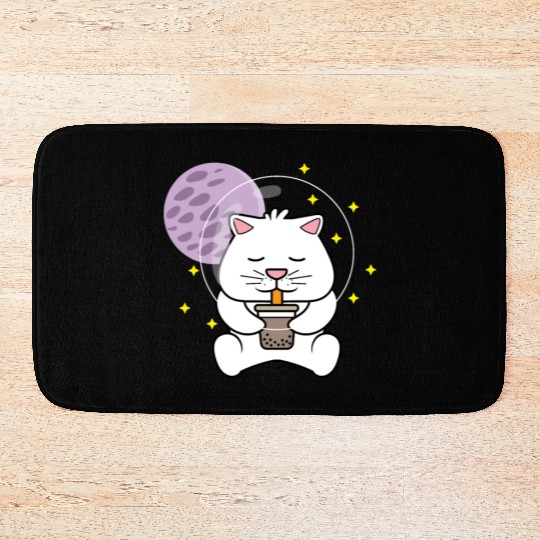 Kawaii Cat Space Pet Lover Gift Bath Mats