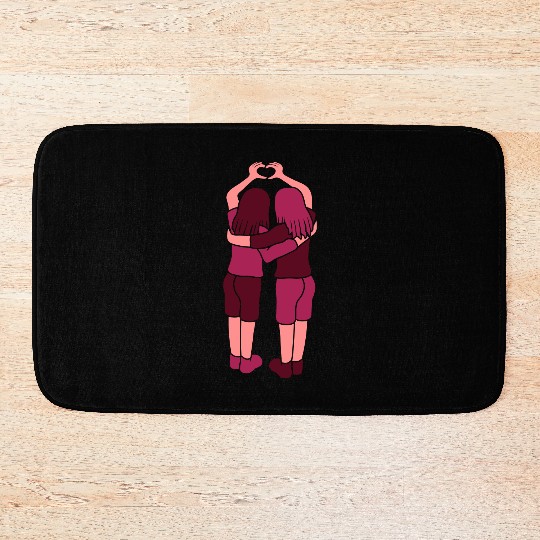 Hand heart girlfriends Bath Mats
