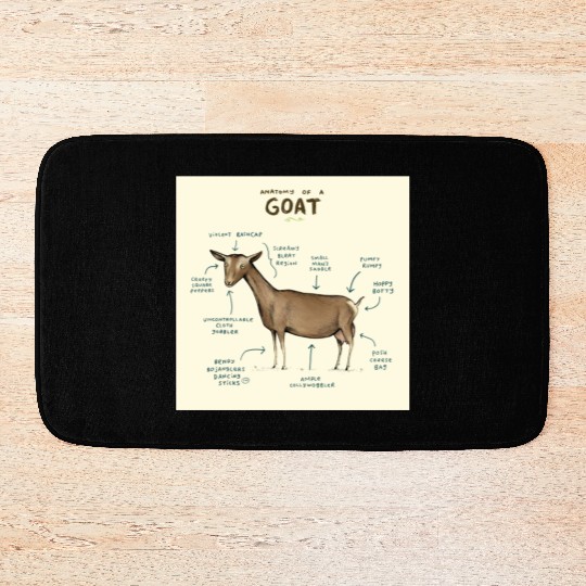 anatomy of a goat greeting card Bath Mats