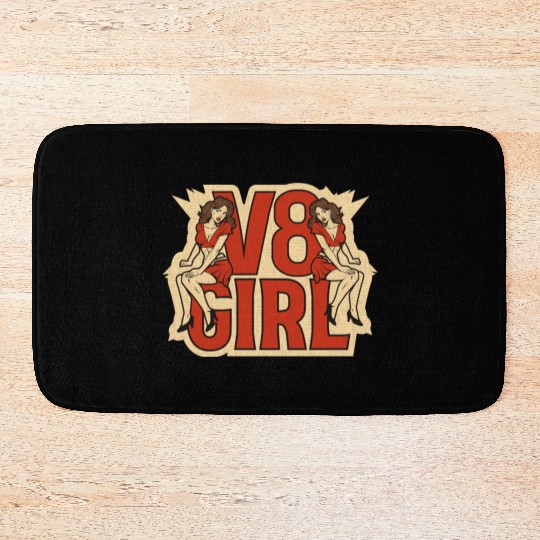Muscle Car Girl - V8 Girl Bath Mats