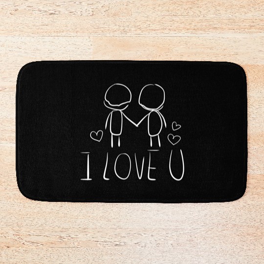valentines day i love you gay couple Bath Mats