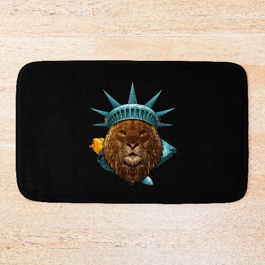Statue Of Liberty Lion 4th Of July Animal USA Amer Bath Mats