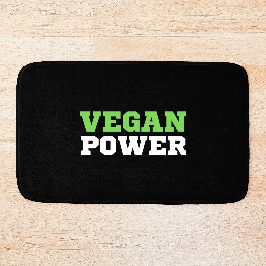 VEGAN POWER (Green & White letters) Bath Mats