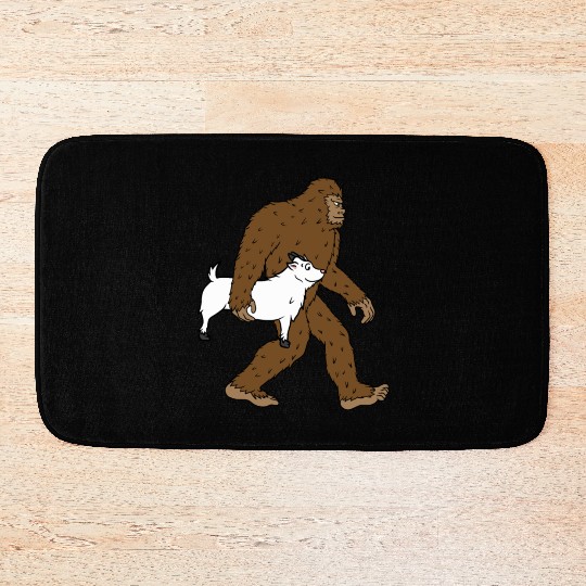Bigfoot Sasquatch Carrying Goat Bath Mats