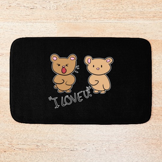 i love you teddy bear couple Bath Mats