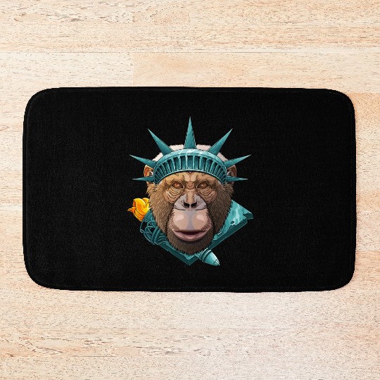 Statue Of Liberty Chimpanzee 4th Of July Animal US Bath Mats