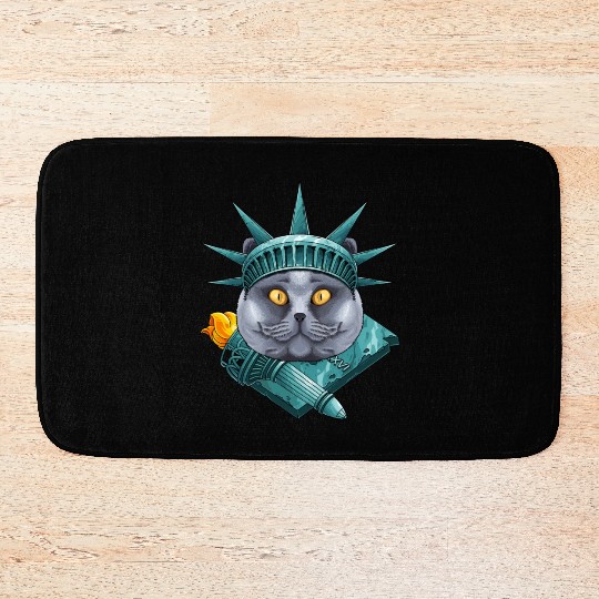 Statue Of Liberty British Shorthair 4th Of July US Bath Mats