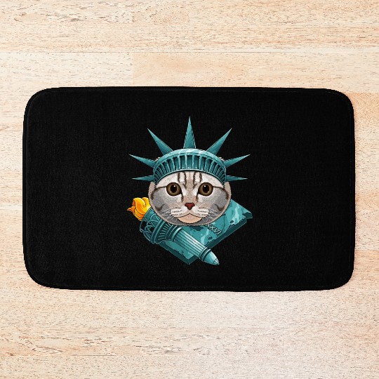Statue Of Liberty Scottish Fold 4th Of July Cat US Bath Mats