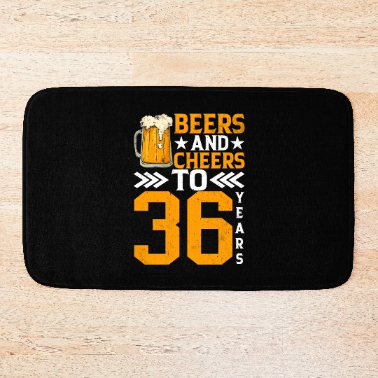Beers and Cheers to 36 years Frothy Mug of Beer Bath Mats